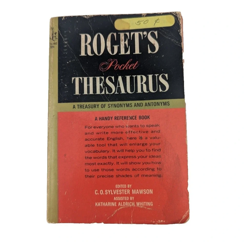 Roget's Pocket Thesaurus Paperback Book C.O. Sylvester Mawson Pocket Books 1968